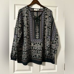 Belle by Kim Gravel Black and White Boho Blouse